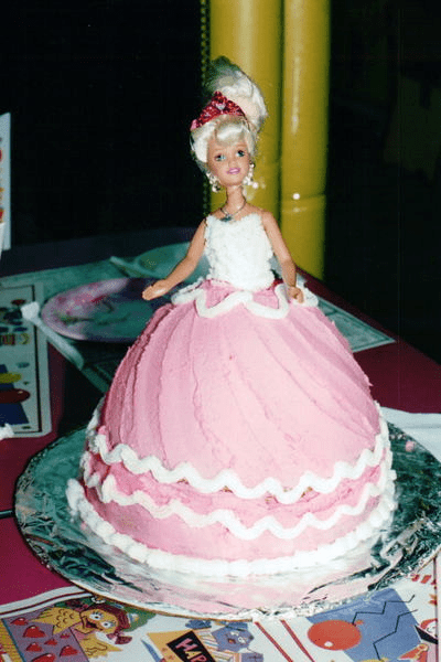 Barbie cake made with a cake pan or oven safe bowl