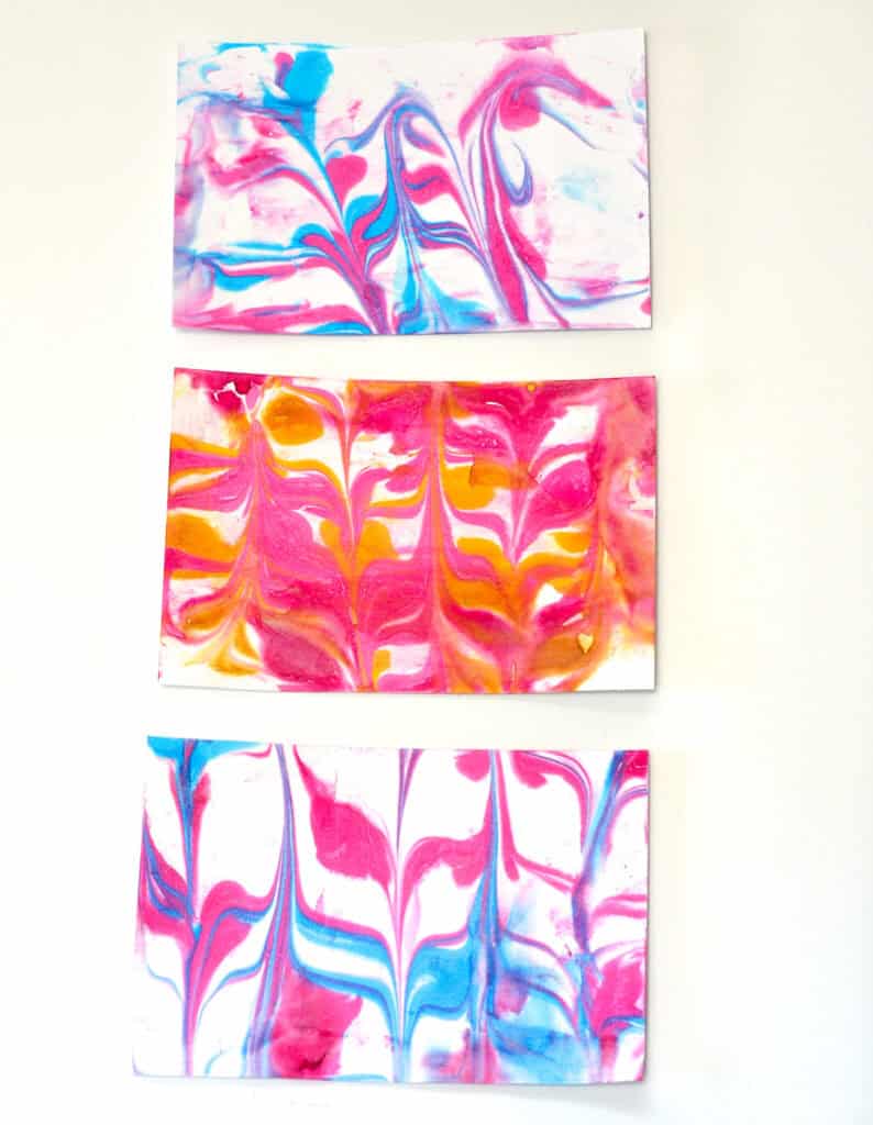 marbled cardstock made with shaving cream and paint