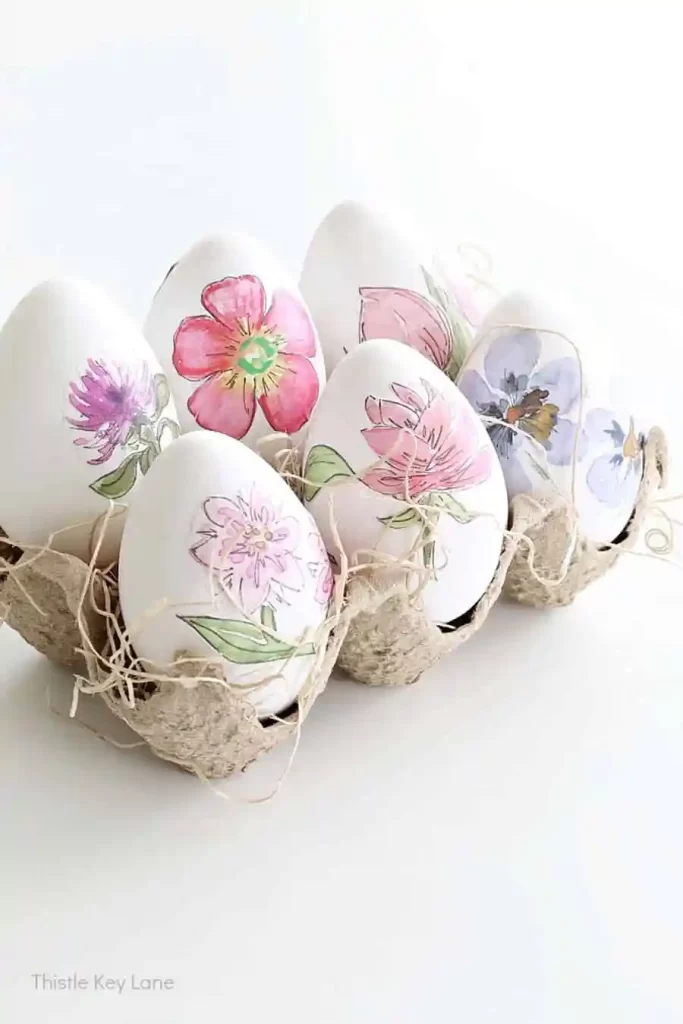 decoupage floral eggs