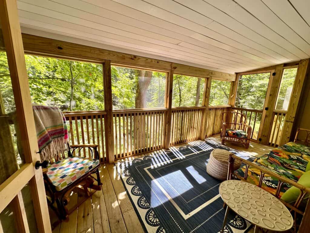 a covered porch 
