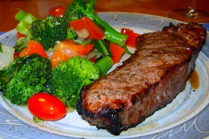 home cooked New York strip steak