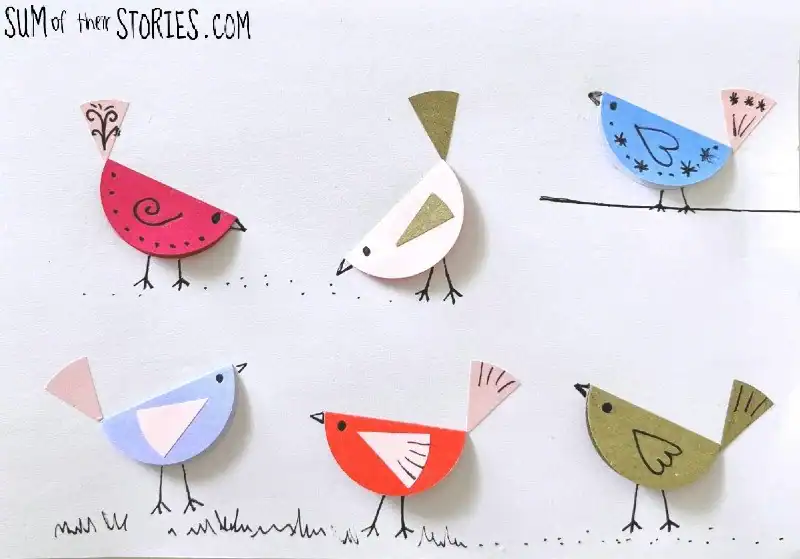 little paper birds from a one inch paper punch