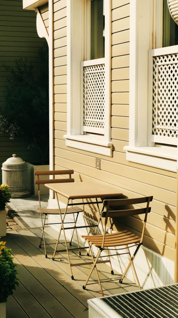 table and charis on deck