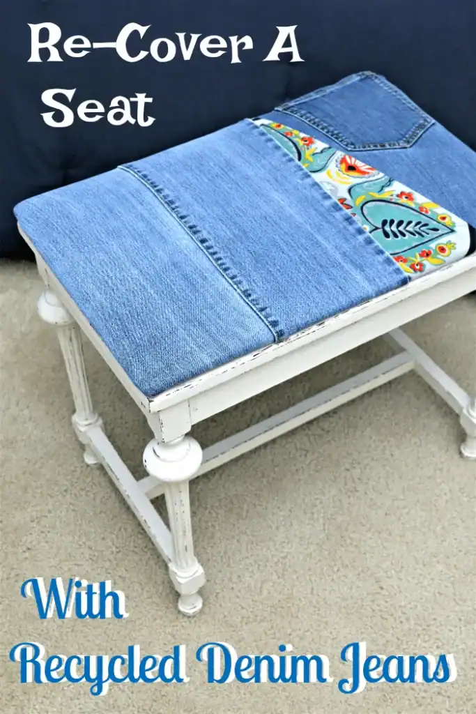 recoverd denim stool